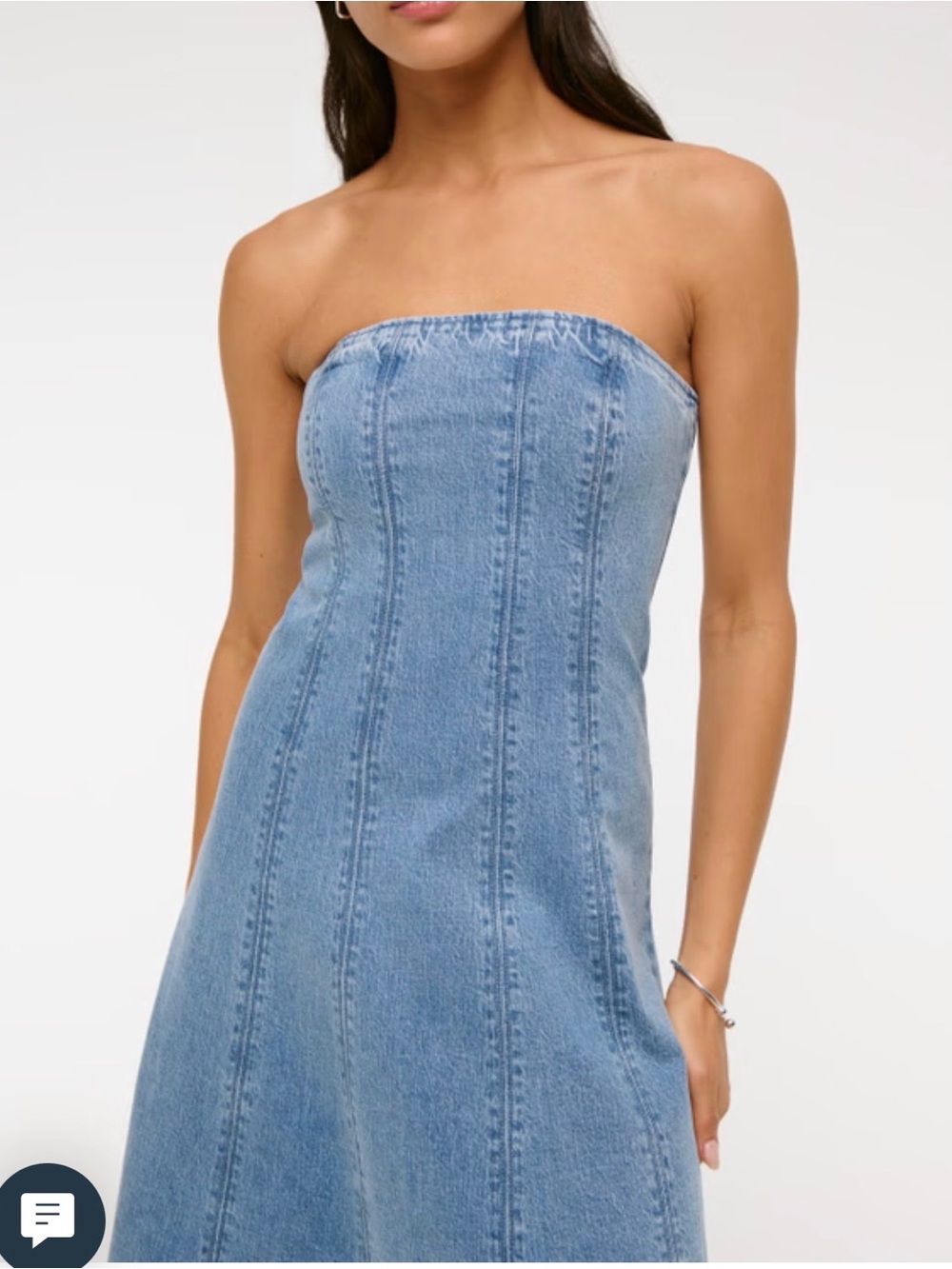 NWT Abercrombie & Fitch Light Blue Denim Strapless Dress - Picture 3 of 6